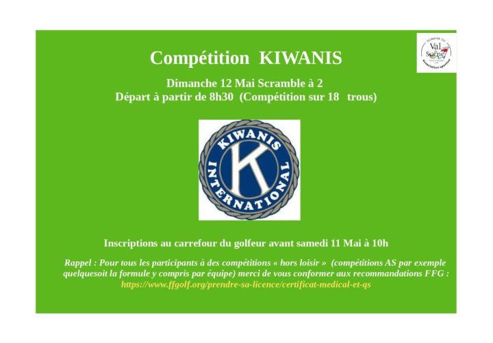 Compétition KIWANIS Dimanche 12 Mai 2024
